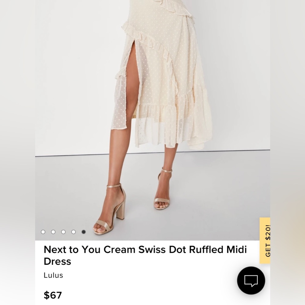 NWT Lulu’s Next to You Cream Swiss Dot Ruffled Midi Dress - Picture 2 of 8